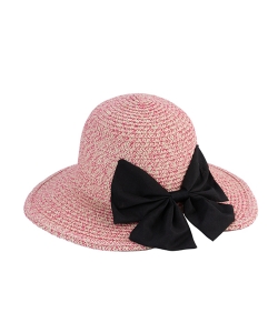 Bow Floating Hepburn Straw Hat HA320137 LIGHT ROSE